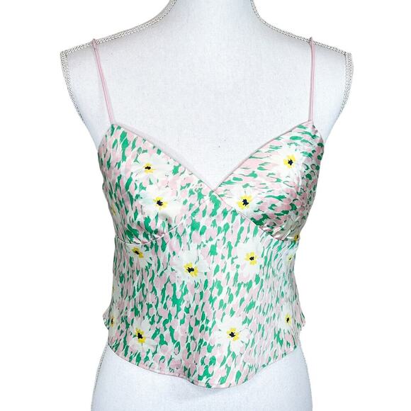 Timing Tops - Floral Top Green and Pink Size M